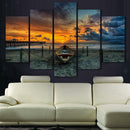 Set of 5pcs Canvas Wall Art Painting Pictures Beach Boat Print Hall Decor