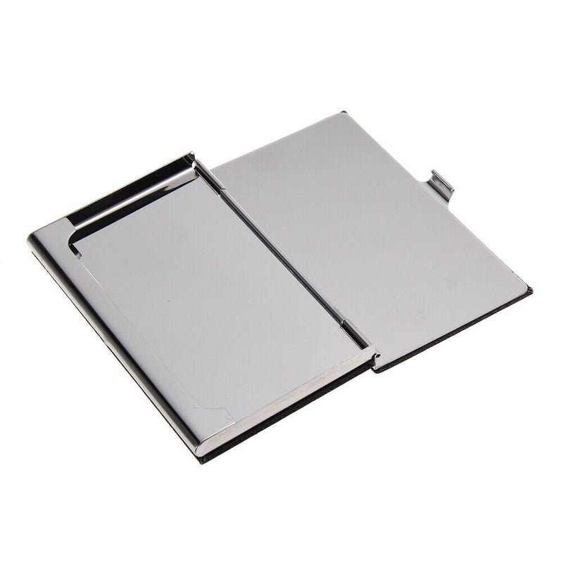Modern Stainless Steel Leather Pocket Business Name Credit ID Card Holder