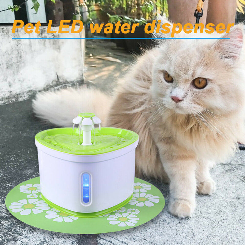 2L USB LED Pet Auto Water Dispenser Mat Dog Cat Drinking Bowl Pad (Green) A