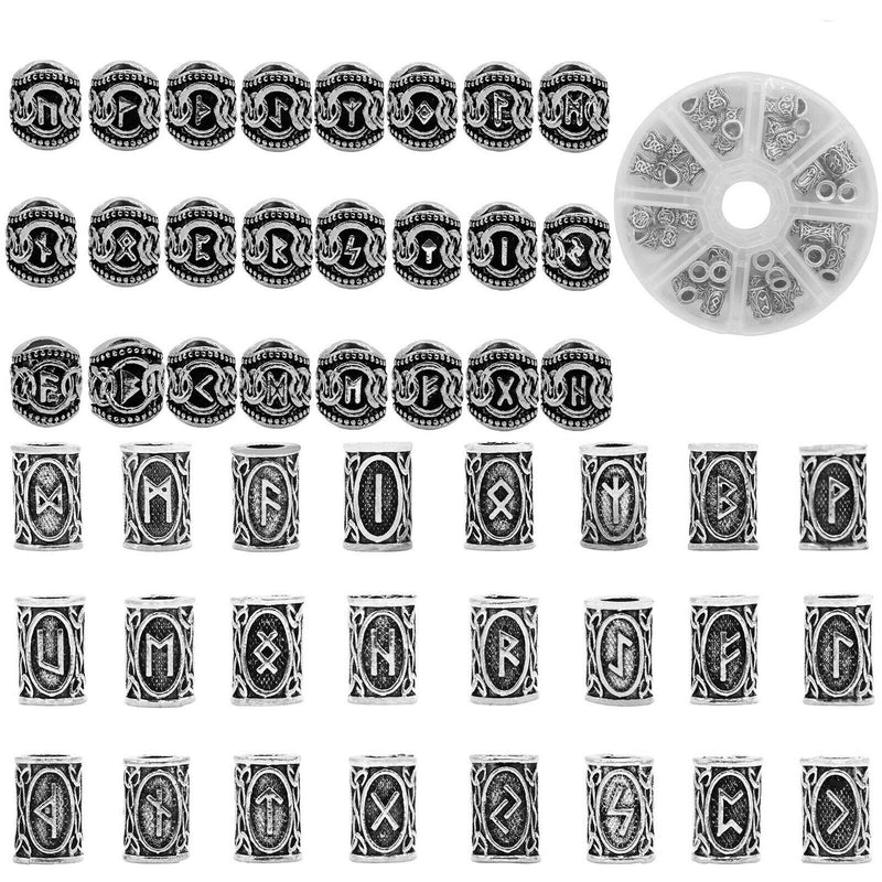 48Pcs Viking Beads Set Norse Hair Tube Beads,Exotic Design DIY Jewelry Hair