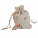 Lot of 10pcs Jewelry pouch Small Linen Drawstring Gift Bag Cherry Motif Red T1J5