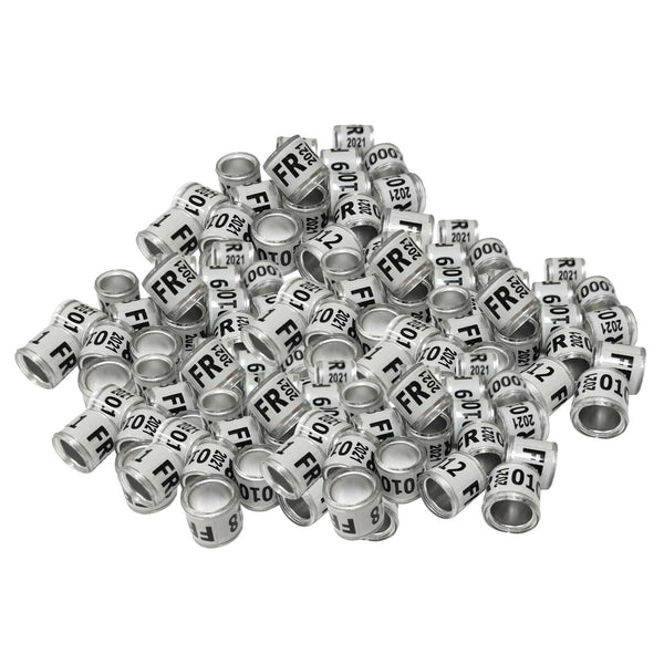Pack of 200 2021 Aluminium Racing Pigeon Leg Rings Bands 8mm for Poultry