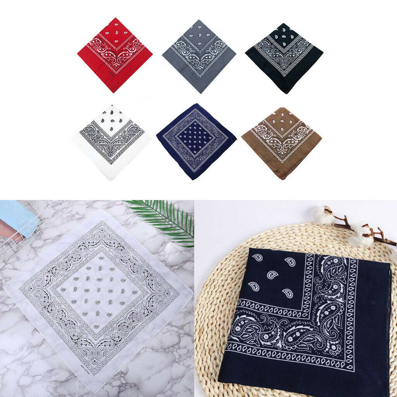 6 Pieces Unisex Cotton Paisley Bandana Cowboy Head Scarf Headband Head Wrap