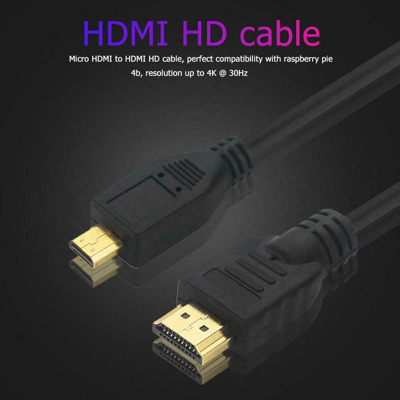 1.5m Micro HDMI to HDMI Cable 4K HD Video Adapter Cord for Raspberry Pi 4B