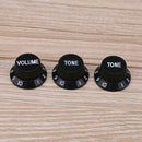 3pcs Plastic Electric Guitar Bass Volume Knob Potentiometer Caps(Black) A