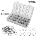 180Pcs/Set 5.8-21mm Stainless Steel Adjustable Ear Hose Clamps Hose Clamps