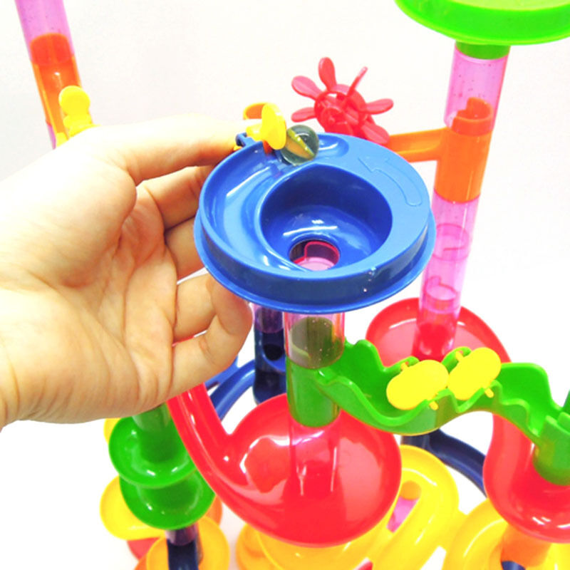 105Pcs Race Game Run Plastic Maze Balls Track House Building Block Toys Set