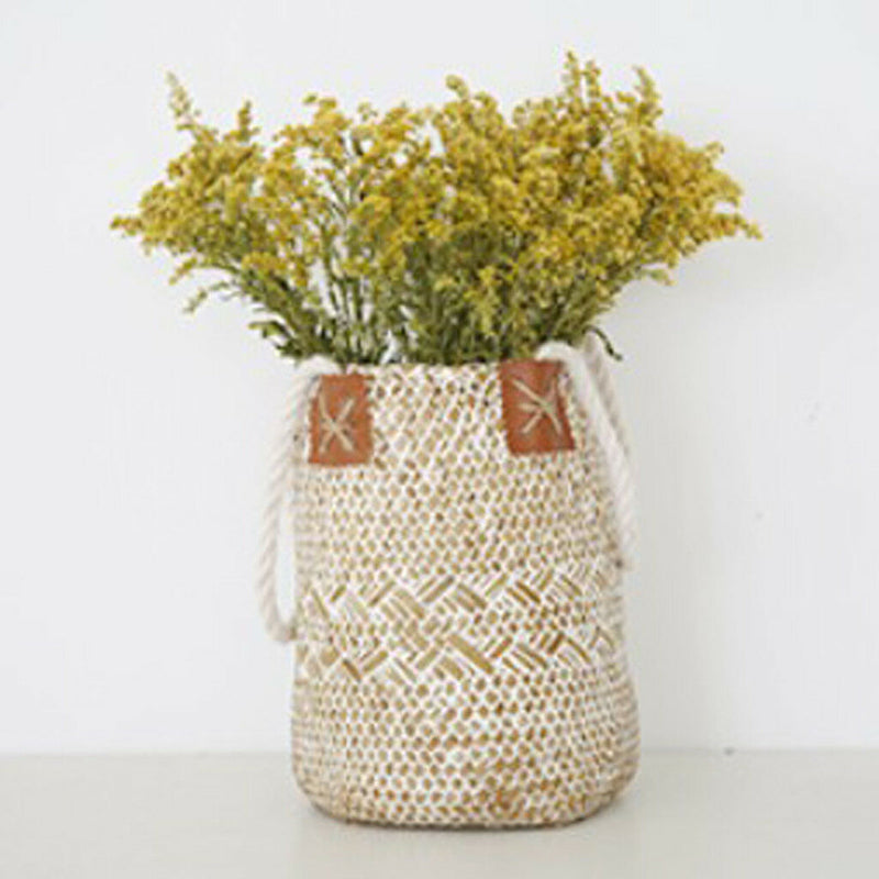 Woven Seagrass Basket Garden Indoor Planter Pot Holder Window Box White S
