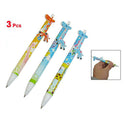 3 Pcs Students Blue Yellow Plastic Giraffe Ornament Ball Point Pen A1A3
