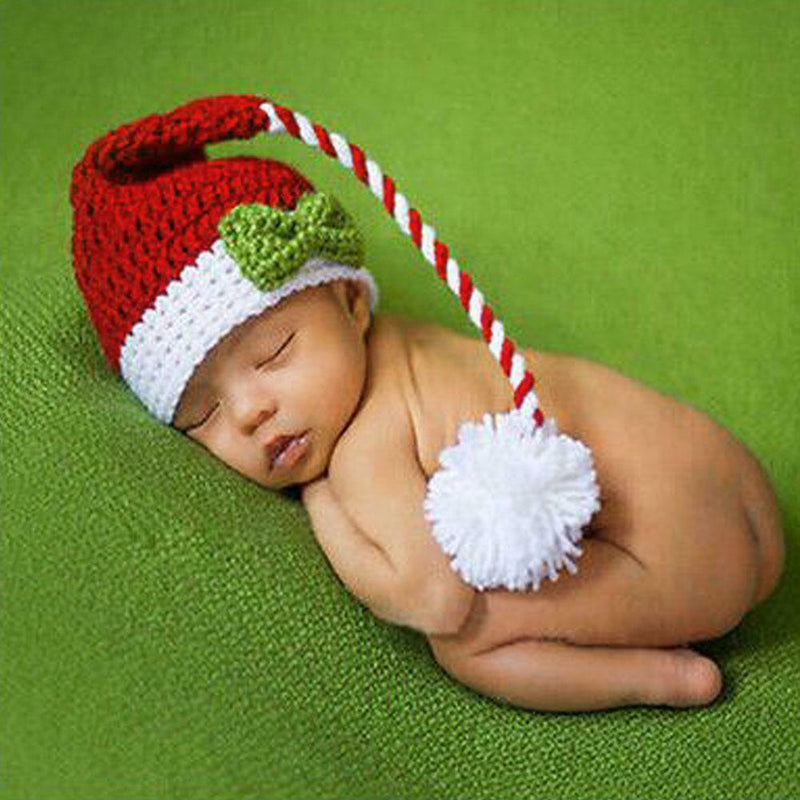 Cute Baby Boys Girls Bowknot Tail Pompom Cotton Cap Children Photo Props