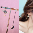 Fashion Star Moon Drop Earrings Asymmetric Universe Planet Long Dangle Earrings