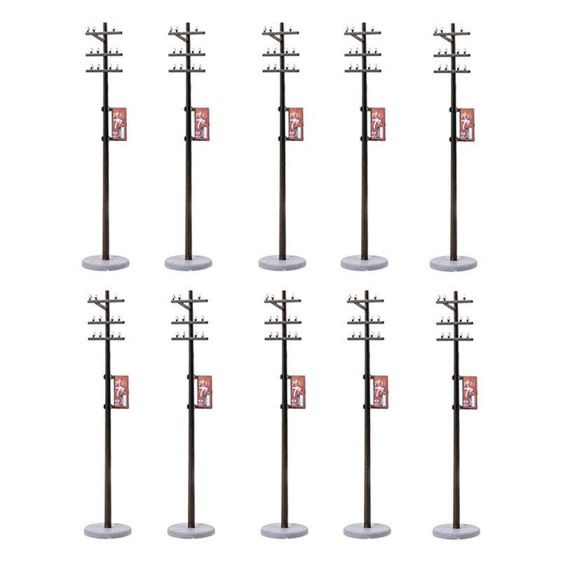 10Pcs Standard 1:87 Mini Electric Line Pole For Train Park Layout HO Scale
