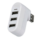 180 Degree Rotate USB 2.0 HUB Mini 3 Ports Splitter Hub Adapter White