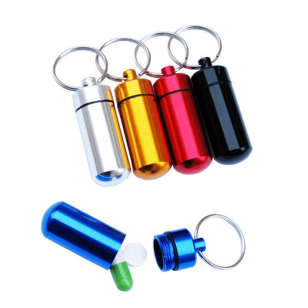 5x Medicine Pill Case Pill Box Pill Holder Bottle Container w/ Keychain EPH ROY