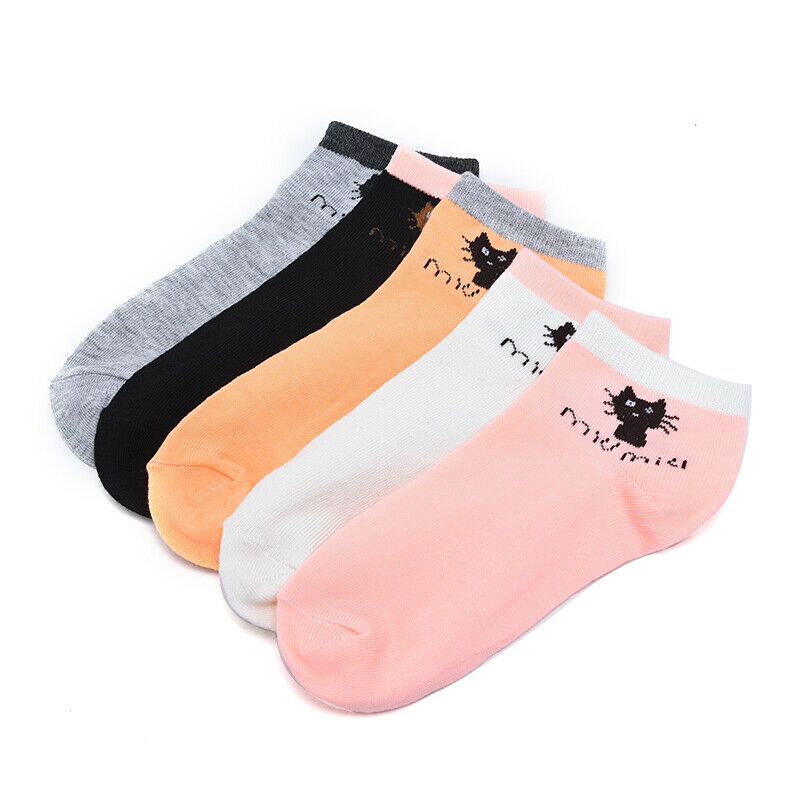 Women Colour the cat Comfo rtable Cotton Sock Slippers Short Ankle  OZ