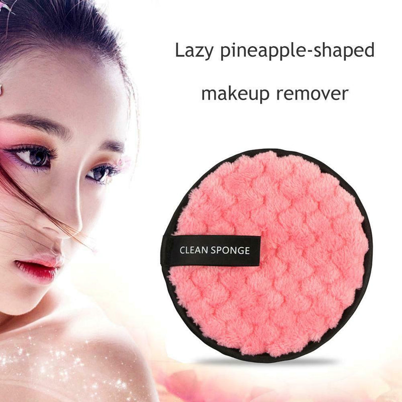 Fiber Makeup Remover Pad Reusable Face Cleaning Sponge Cosmetic Puff (Pink)