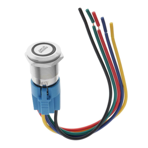 Waterproof Latching Engine Start Switch Symbol Power for Vehicle Red Light