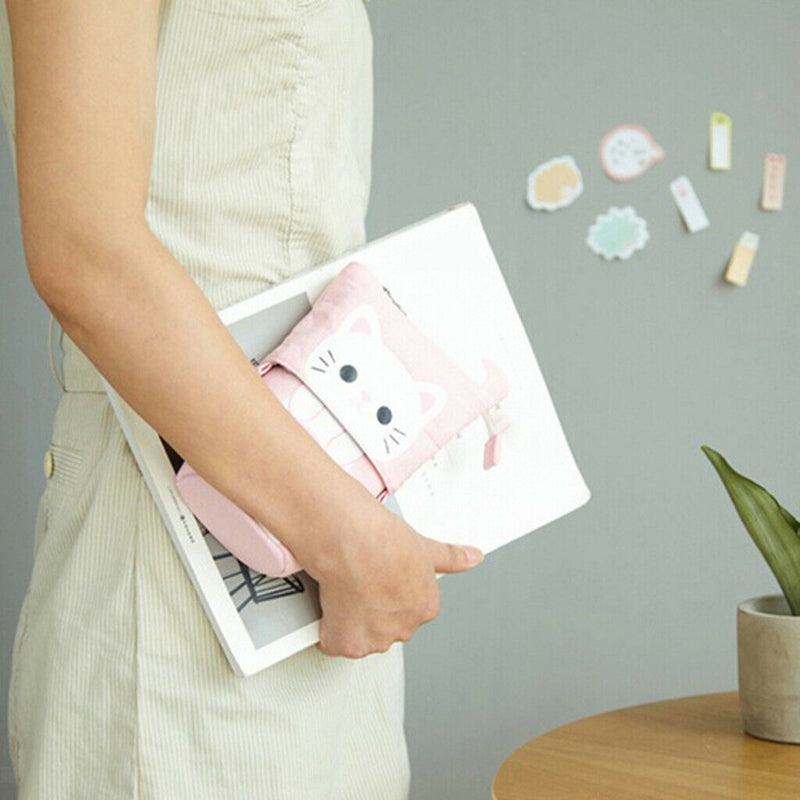 Cute Cat Pencil Case Flexible Pen Bag Zipper Box Makeup Brush Pouch White