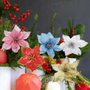 10 Glitter Multi Poinsettia Flower Christmas Wreath Tree Decorations Large 13cm