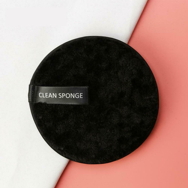 Fiber Makeup Remover Pad Reusable Face Cleaning Sponge Cosmetic Puff (Black