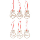 6Pcs Wooden Ornament Hollow Letter Tree Hanging Christmas Pendant Decorations OZ