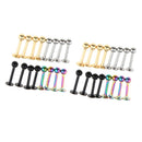 32Pcs 18G Stainless Steel Lip Ring Chin Bars Earring Stud Piercing Jewelry
