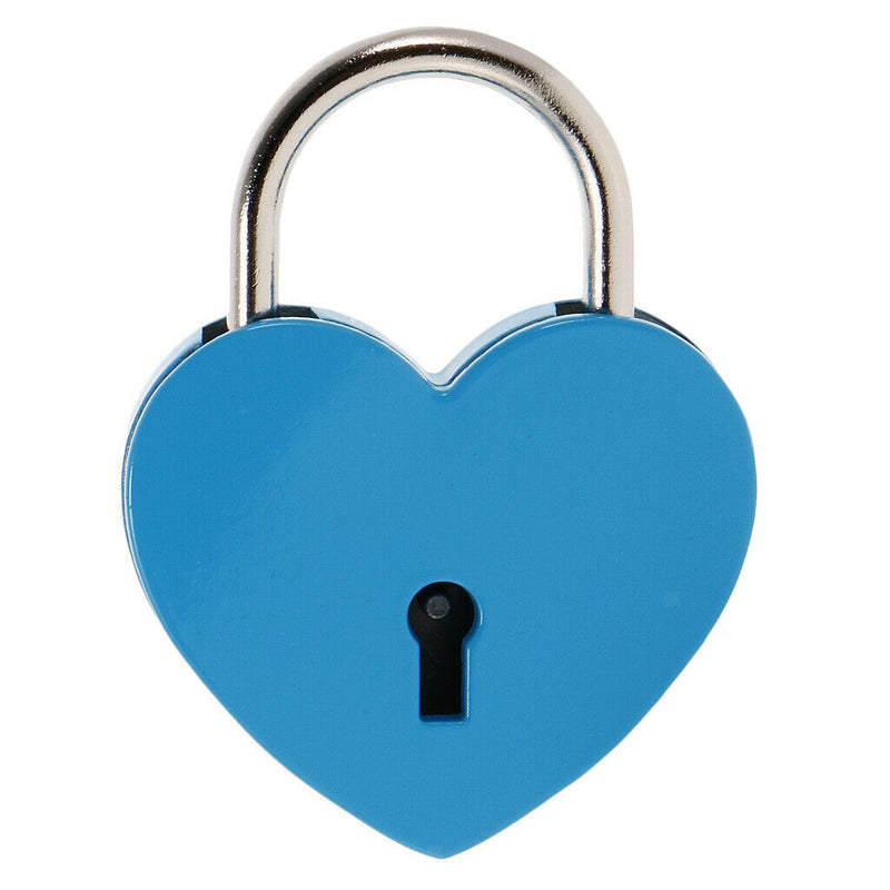 Set of 3 Cute Heart Shape Padlocks Metal Lock with Keys, Blue L