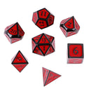 Ancient Multi sided dice set of 7 D4 D6 D8 D10 D12 D20 Dungeons D&D RPG Red