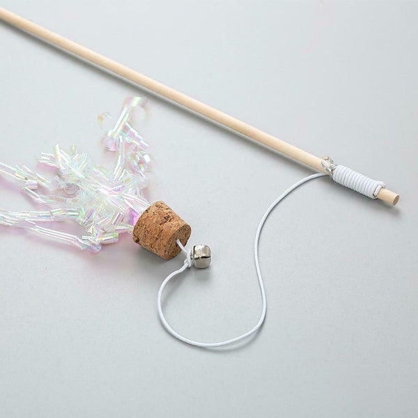 Wood Cat Wand Stick Teasing Pole Ribbon Retractable Head Change Pet Product #gib
