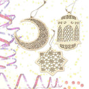 3Pcs Islam Eid Ramadan Mubarak Decorations Wooden Golden Baubles Lantern