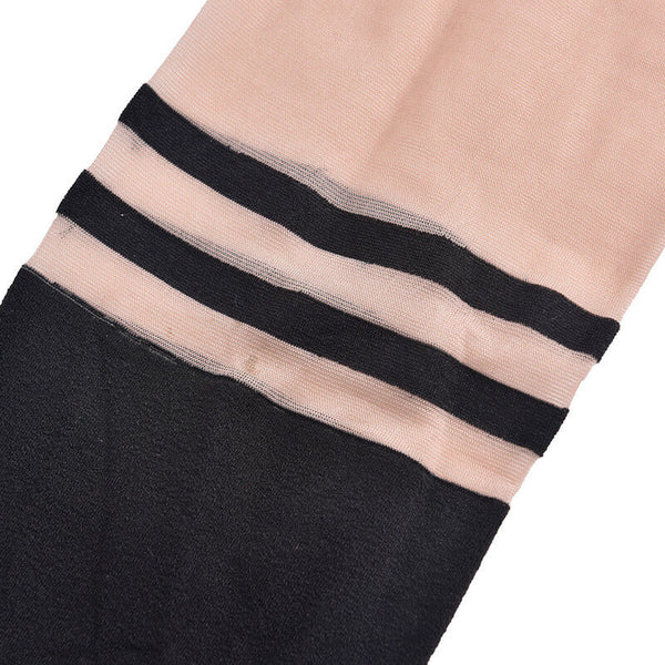 Sexy Women Nude Top Temptation Sheer Mock Suspender Tights Pantyhose Stocking Bj