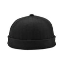 Mens Beanie Worker Sailorcap Rolled Cuff Retro Brimless Outfit Hat Black