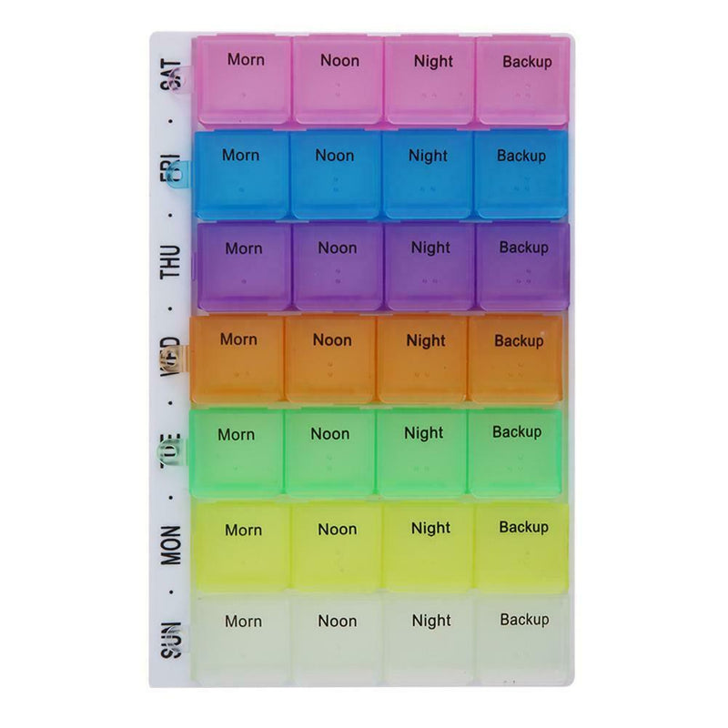 28 Compartments Pills Storage Box 7 Days Tablet Pill Box Holder Medicine A