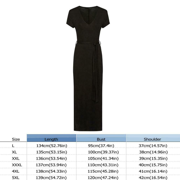 Plus Size Lacing Women Dress Solid Short Sleeves Split Long Dresses (3XL)