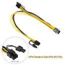 PCI-E 6-Pin Female to Dual 8-Pin (6+2 Pin) Male Video Card Power Cable