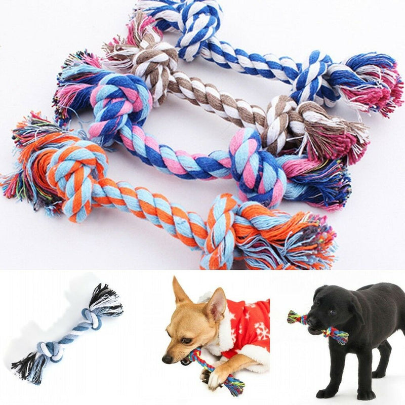Cotton Rope Dog Toys Bite Resistant Double Knot Pet Dog Chew Toys Teeth Cleaning