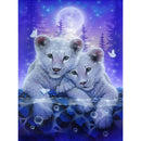 Diamond Painting White Fur Little Lions DIY Full Round Wall Picture 30x40cm