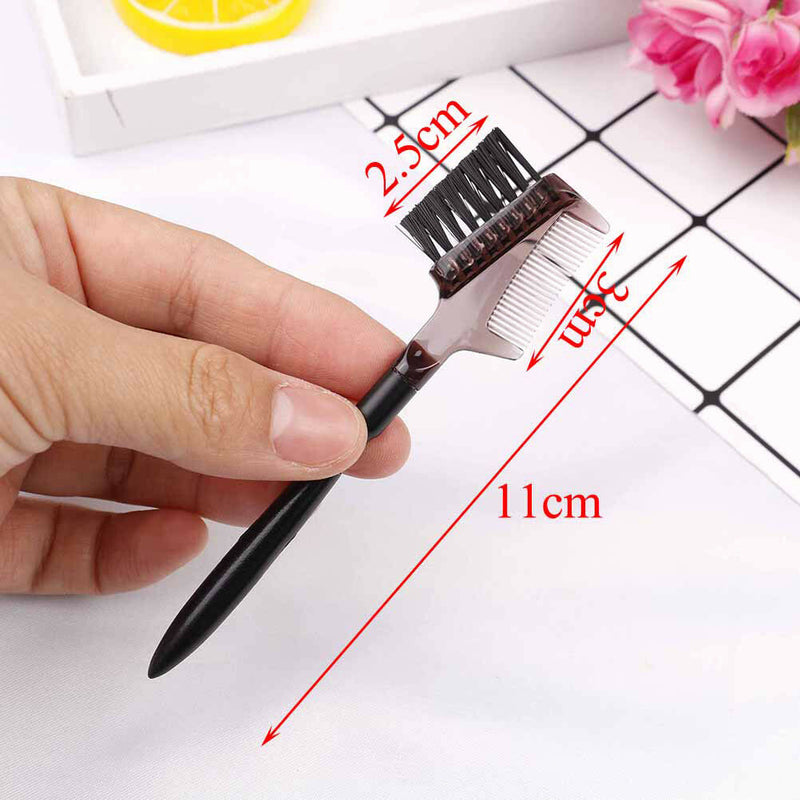 Women double-sides brow comb eyebrow brush wood holder make-up tool blackTOCA