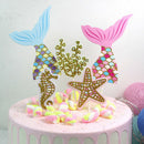 5pcs/set cute mermaid tail starfish coral seahorse cake toppers party suppliesBX