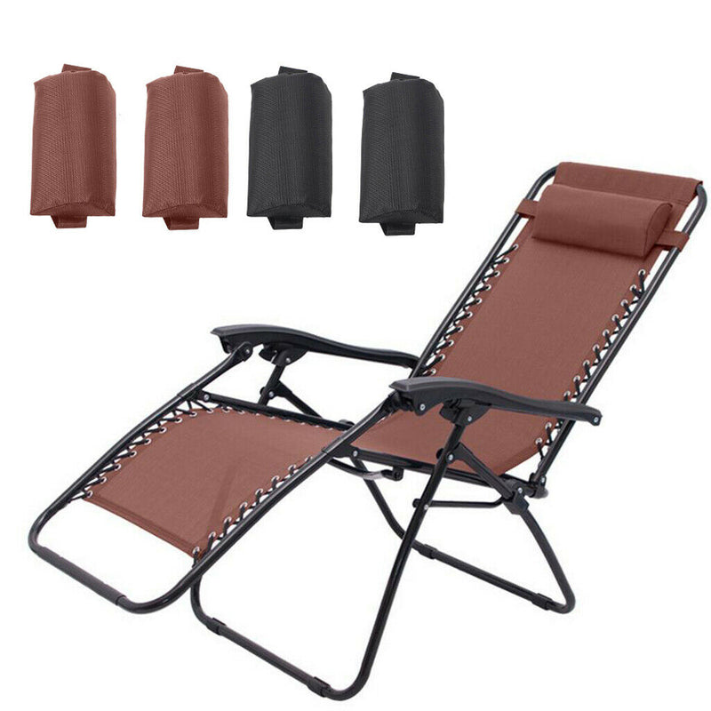 4pcs Folding Sling Chairs Headrest Cushion Pillow For Outdoor Home Sun