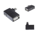 3 Pieces 90 degree Left Angle Micro USB 2.0 OTG Host Adapter w/ USB Power for