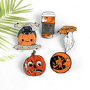 Set of 5 Creepy Horror Halloween Pumpkin Enamel Lapel Pin Evil Ghost Witch