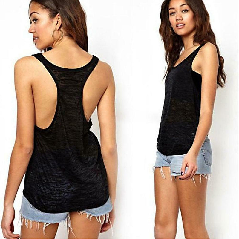 Sexy Women Casual Sleeveless Loose Vest Shirt Blouse Tank Top Black M