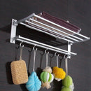 1pc Punch-free Towel Rack Space Aluminum Flexible Folding Double-layer Towe