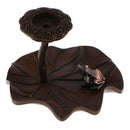 Chinese Bronze Frog Lotus Leaf Animal Incense Burner Incense Stick Censer