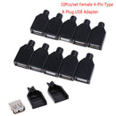 10Pcs Female 4-Pin Type A Plug USB Adapter DIY with Plastic Cover USB Connec lj