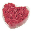 12 Pcs Red Fragrant Rose Bud Petal Soap Wedding Favor + Heart Shape Box