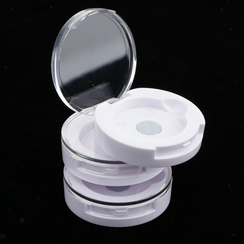 3 Pcs Portable Plastic Round Makeup Eyeshadow Blusher Empty Case for Purse
