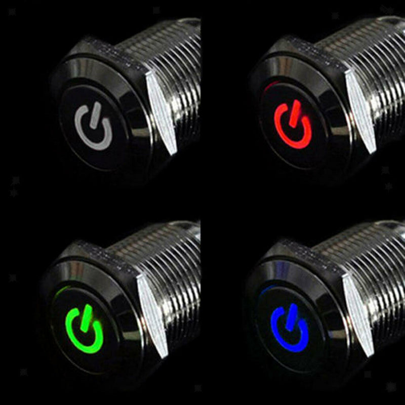 LED Illuminated Latching 16mm Power Push Button ON/OFF Switch Car Dash Red