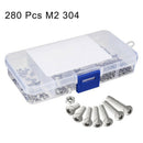 280pcs M2 304 Stainless Steel Hex Socket Button Head Cap Bolts Screws Nuts  F9K3